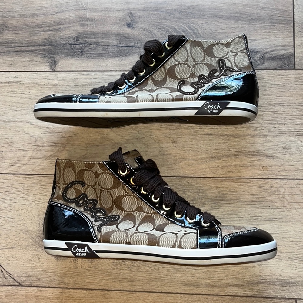 Coach Brown and Black High-Top Sneakers